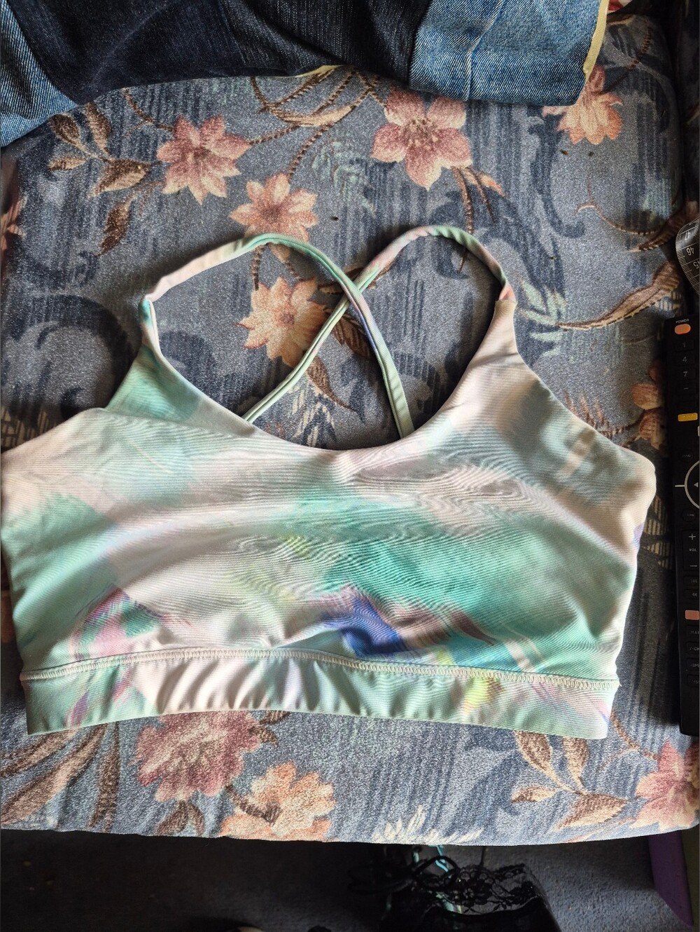 Joe Fresh Pastel Tie-Dye Crisscross Sports Bra - Mint, Aqua, Lavender